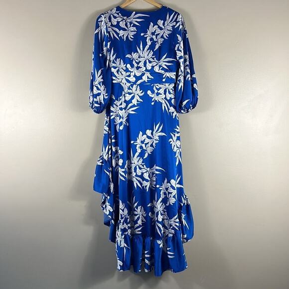 Alexis for Target Blue Satin Floral High Low Dress - Picture 6 of 8